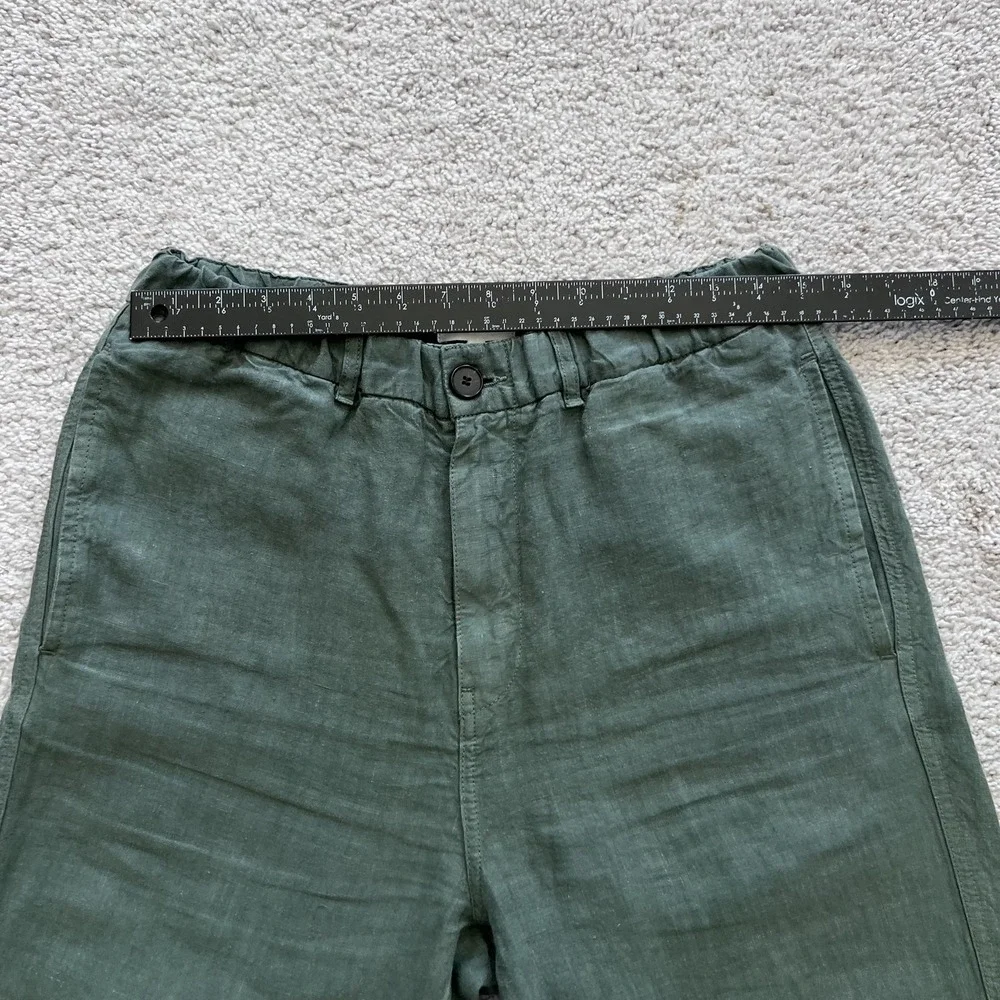 Octobre Editions Pants Mens M Green Linen Chino Elastic Waist Casual Tapered